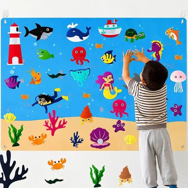 Magic Felt Learning Diy Board Early Education Wall Stickers Hanging Educational Toys For Child