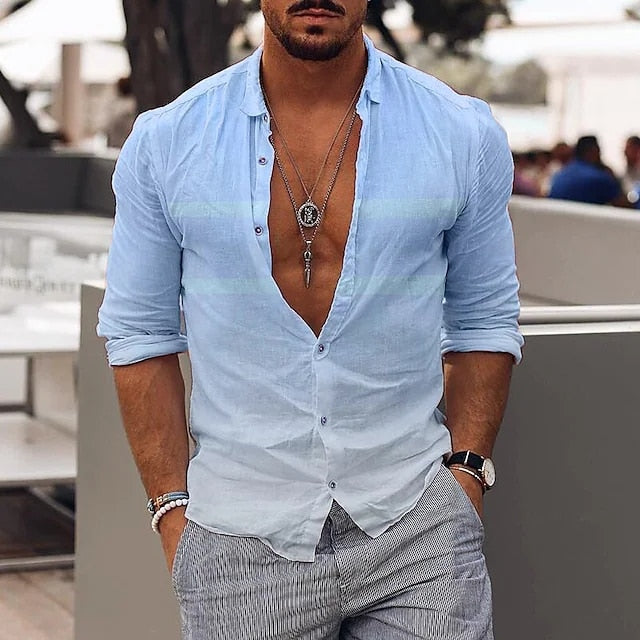 Gradual Men's Fashion Collar Long Sleeve Shirt