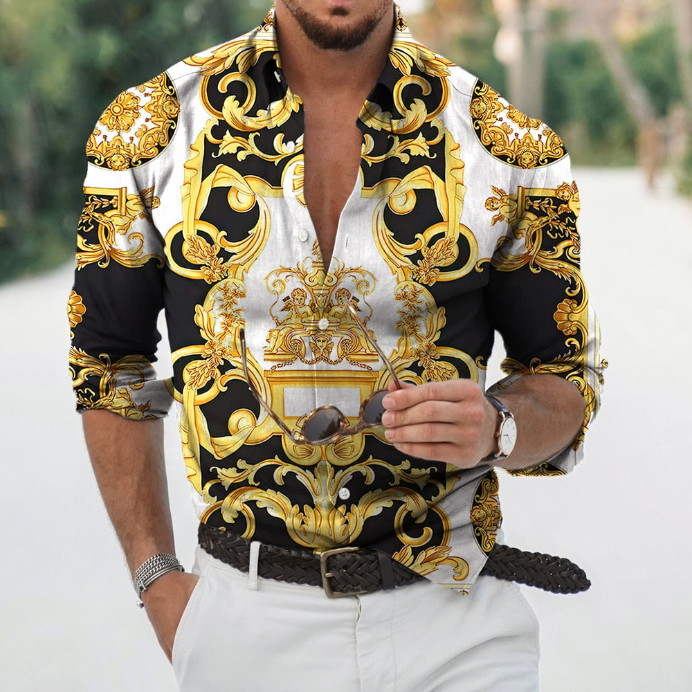 D Baroque Long Sleeve Luxury Social Shirt