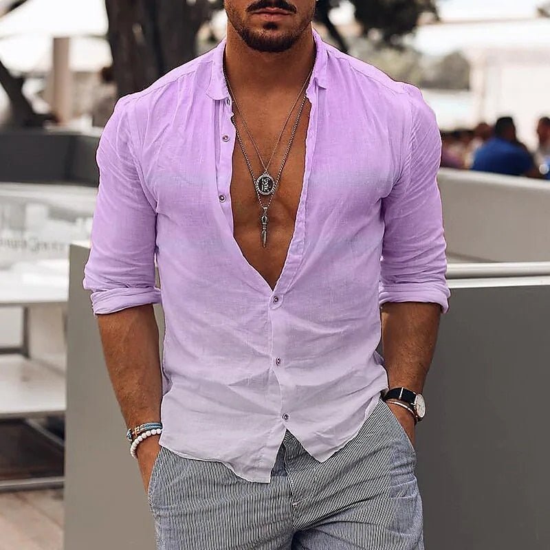 Gradual Men's Fashion Collar Long Sleeve Shirt