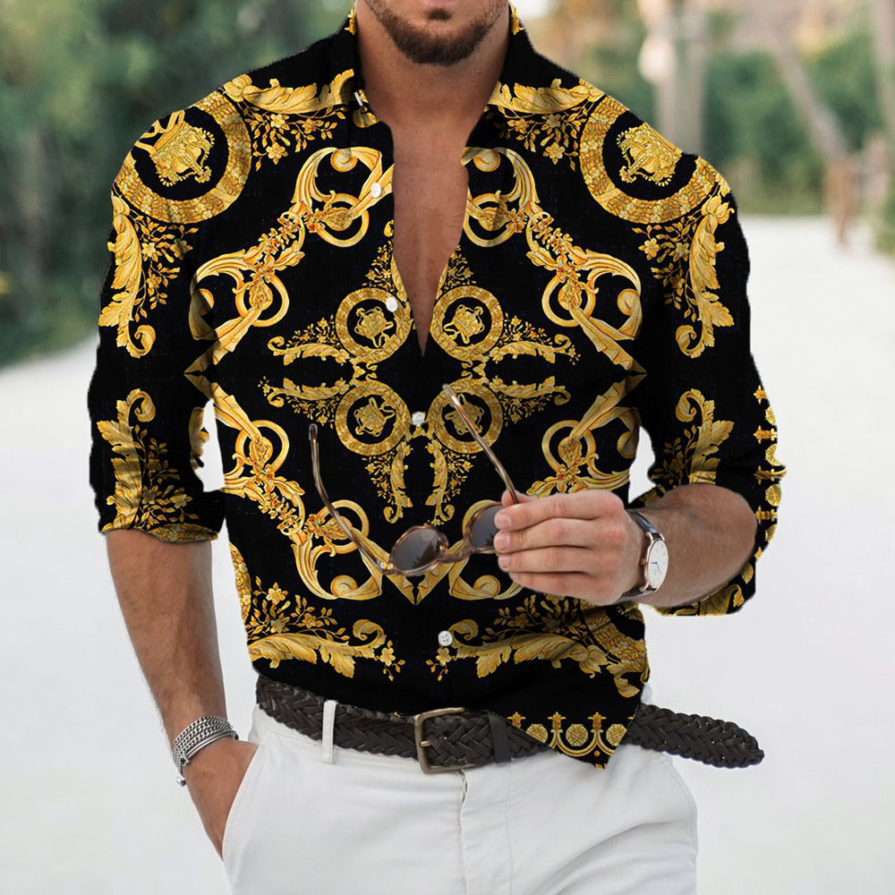 D Baroque Long Sleeve Luxury Social Shirt